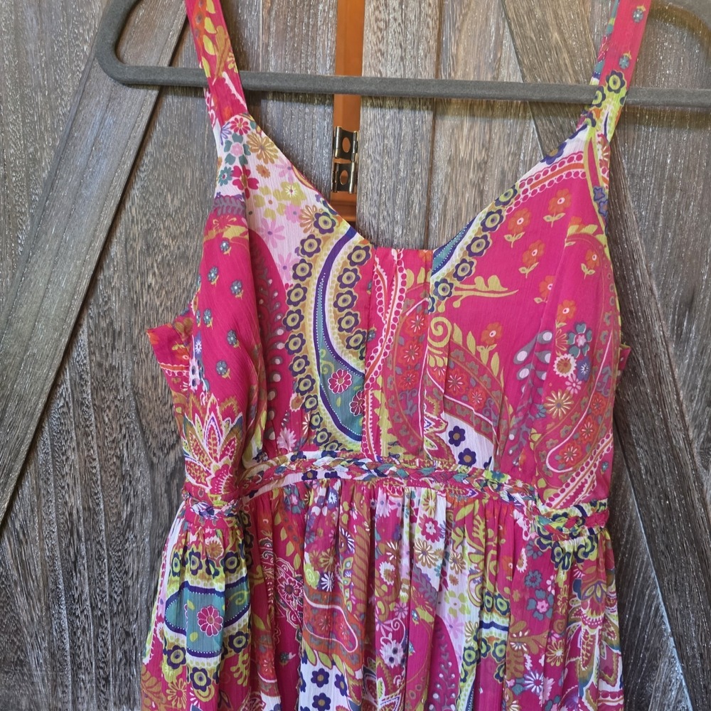 Taillissime Dress Womens Size 14W Hot Pink Floral Sleeveless Sundress Adjustable - Picture 2 of 8